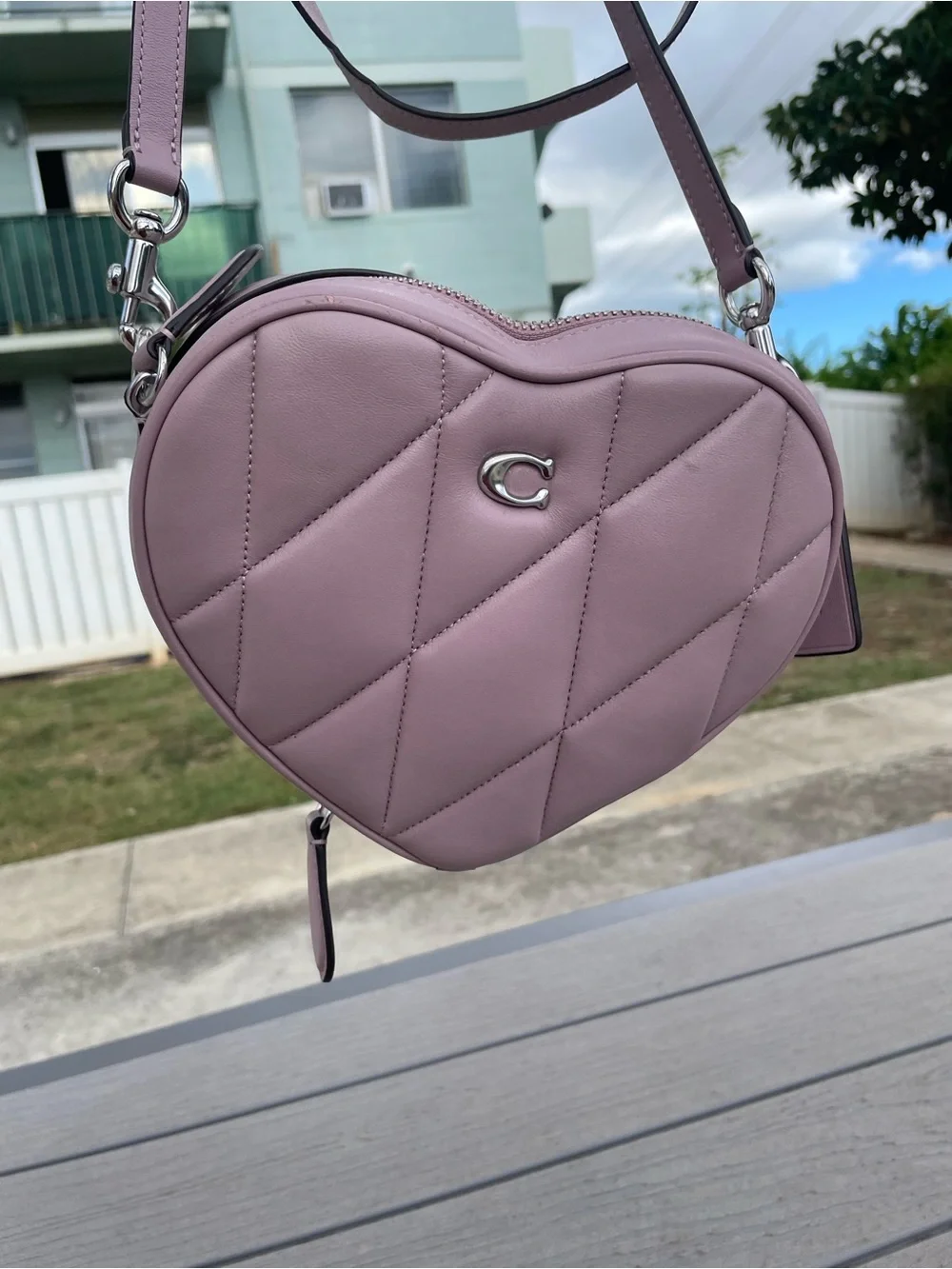 Coach Heart Quilted Crossbody Bag in Dusty Lilac